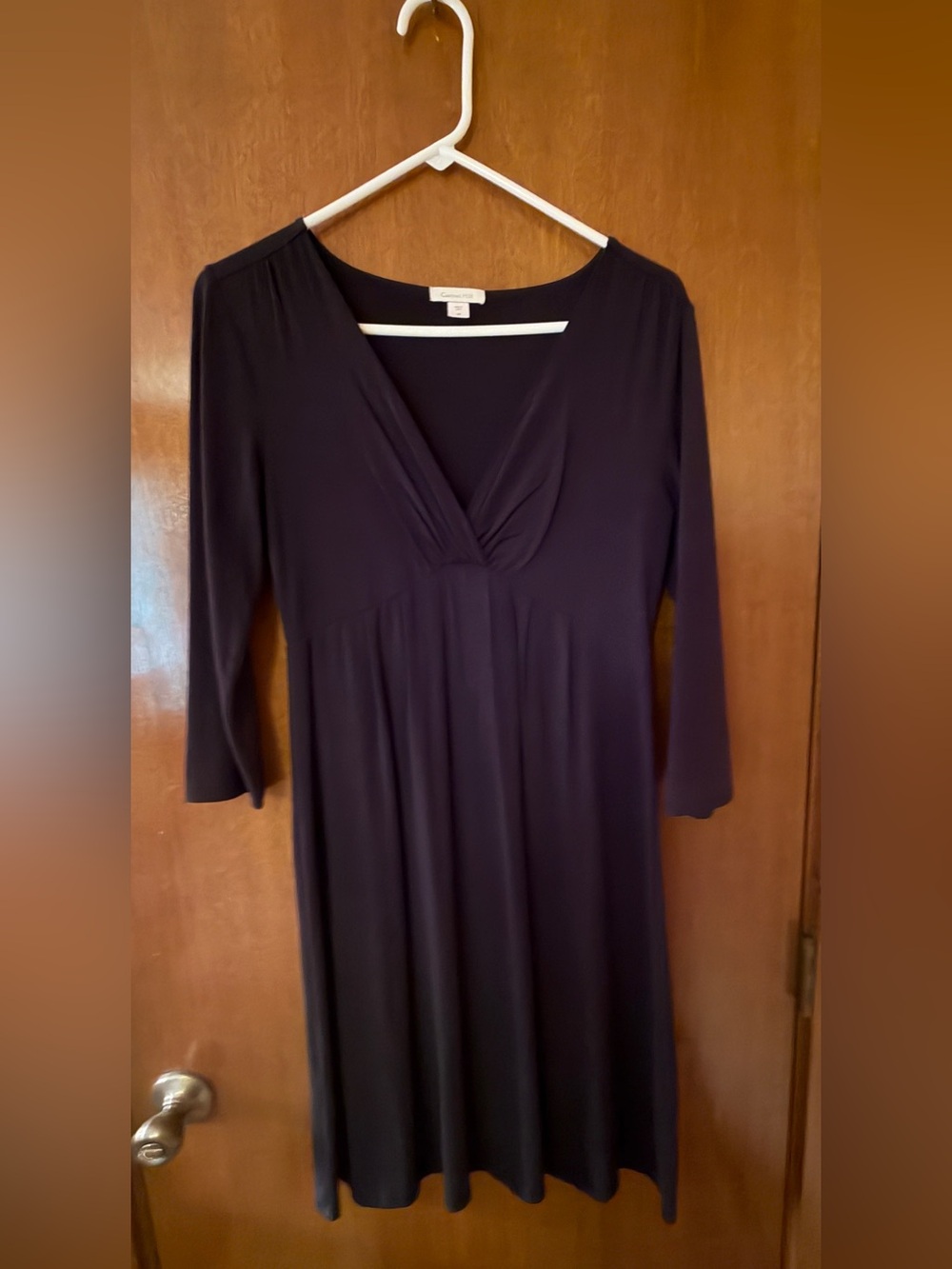 Garnet Hill Black V-Neck Long Sleeve Dress